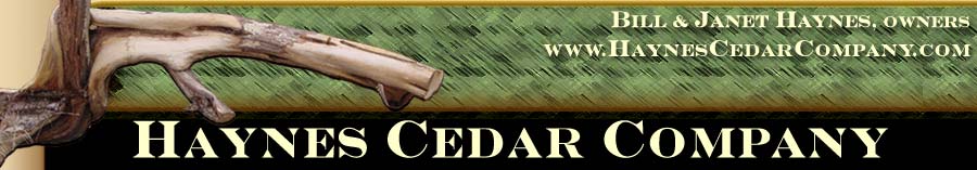 cedar poles, posts, mantles, and more from Haynes Cedar Company